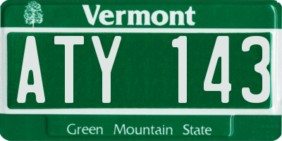 VT license plate ATY143