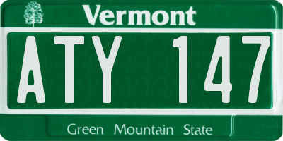 VT license plate ATY147
