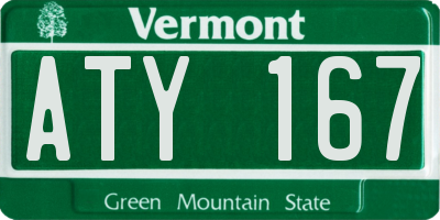 VT license plate ATY167