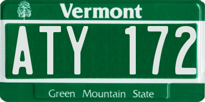 VT license plate ATY172