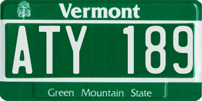 VT license plate ATY189
