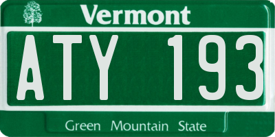VT license plate ATY193