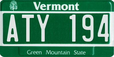 VT license plate ATY194
