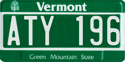 VT license plate ATY196