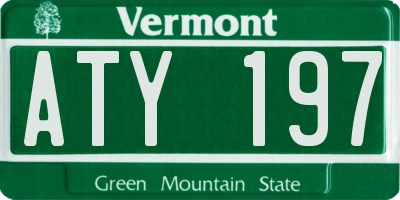 VT license plate ATY197
