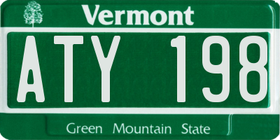 VT license plate ATY198