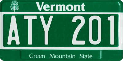 VT license plate ATY201