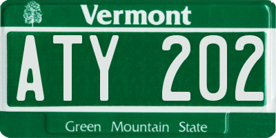 VT license plate ATY202