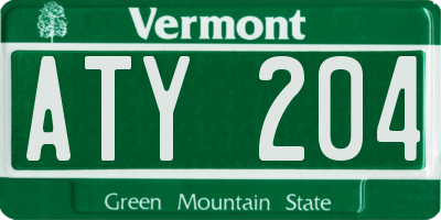VT license plate ATY204