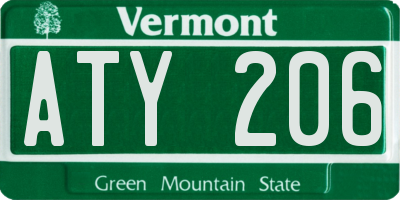 VT license plate ATY206