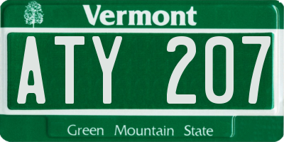 VT license plate ATY207