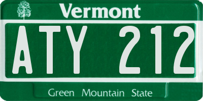 VT license plate ATY212