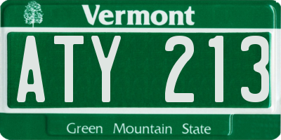 VT license plate ATY213
