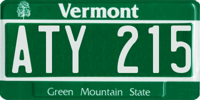 VT license plate ATY215
