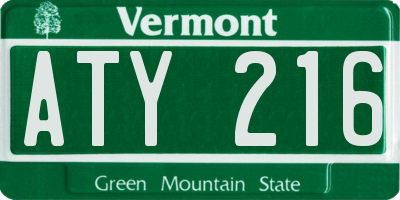 VT license plate ATY216