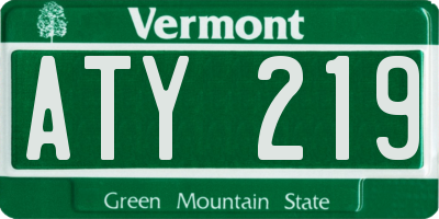 VT license plate ATY219