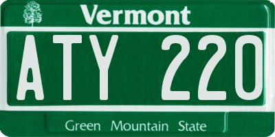 VT license plate ATY220