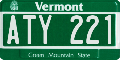 VT license plate ATY221