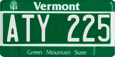 VT license plate ATY225