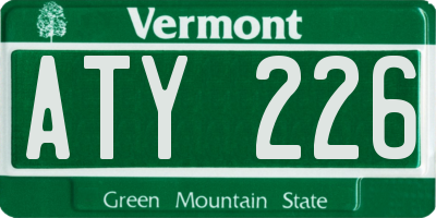 VT license plate ATY226