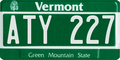 VT license plate ATY227