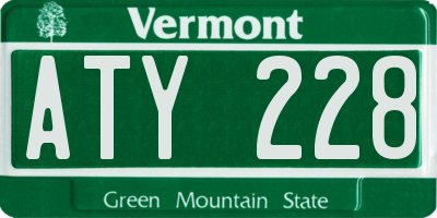 VT license plate ATY228