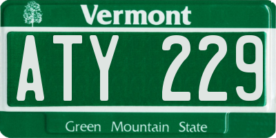 VT license plate ATY229