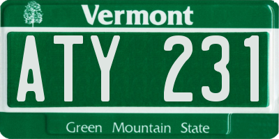 VT license plate ATY231