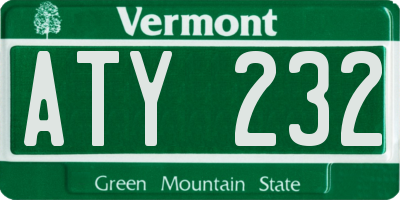 VT license plate ATY232