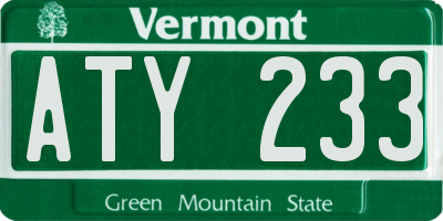 VT license plate ATY233