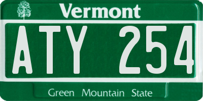 VT license plate ATY254