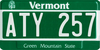 VT license plate ATY257