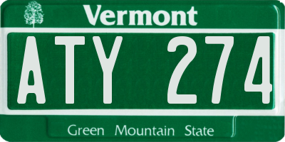 VT license plate ATY274