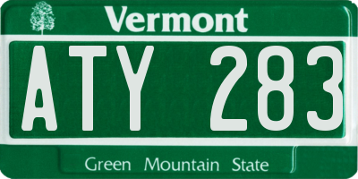 VT license plate ATY283