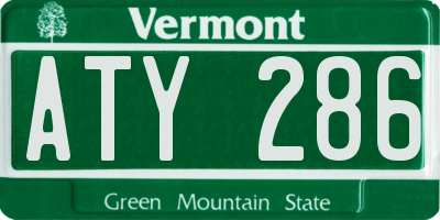 VT license plate ATY286