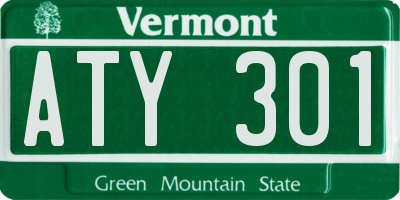 VT license plate ATY301