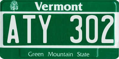 VT license plate ATY302