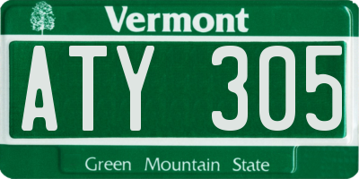 VT license plate ATY305
