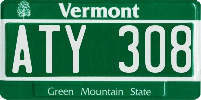 VT license plate ATY308