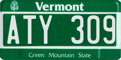 VT license plate ATY309