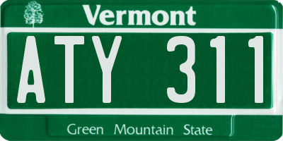 VT license plate ATY311