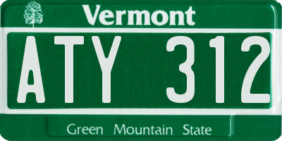 VT license plate ATY312