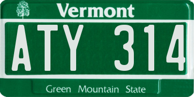 VT license plate ATY314