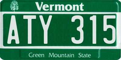 VT license plate ATY315
