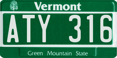 VT license plate ATY316
