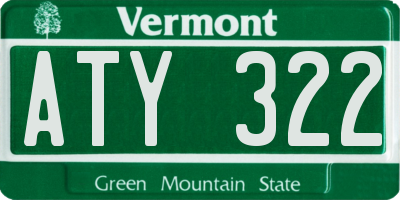 VT license plate ATY322