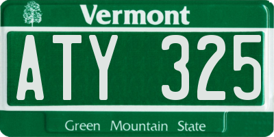 VT license plate ATY325
