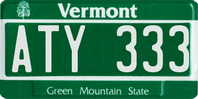 VT license plate ATY333