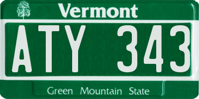 VT license plate ATY343