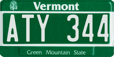 VT license plate ATY344